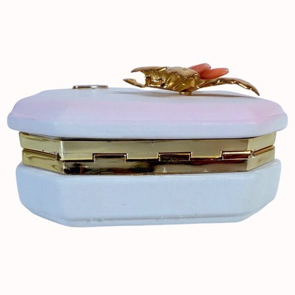 Bergers Italian Vanity Trinket Box Romantic VTG Octagon Enamel Orchid Logo - Picture 3 of 16